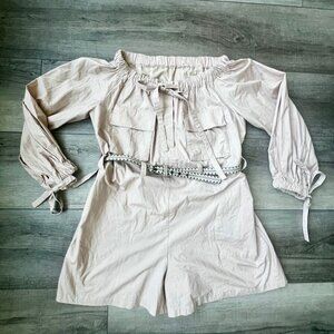 Snidel Designer Cotton Romper Belted Pockets Girlhood Core Blush Pink Wedding